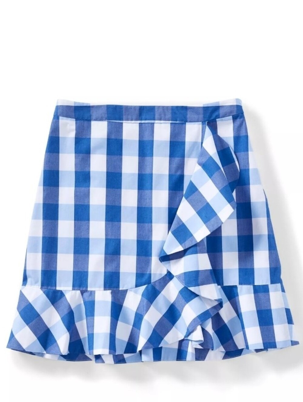 Draper James Blue & White Gingham Ruffle Mini Skirt